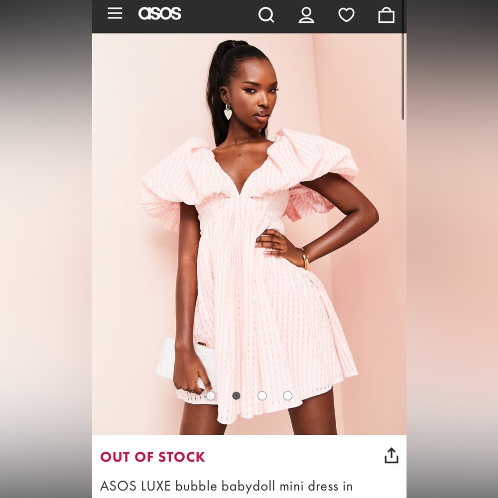 ASOS LUXE bubble babydoll mini dress in pink gingham